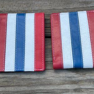 Multicolor Men Wallet US Flag Bifold Cardholder Handmade Genuine Leather Men Pur